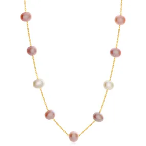 14ct Yellow Gold Mixed Colour Freshwater Pearl 45cm Necklace