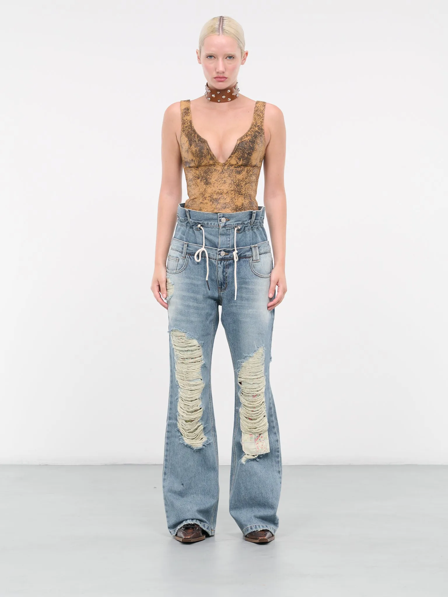 Beria String Double Waist Jeans (APA668U-DUSTBL)