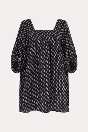 Black Calico Jamila Babydoll Dress Blockprint