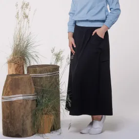 Black Cargo Pocket Maxi Skirt