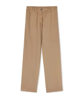 Cotton Full-length Straight Pants Beige