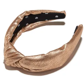 Faux Distressed Leather Knotted Headband, Gold