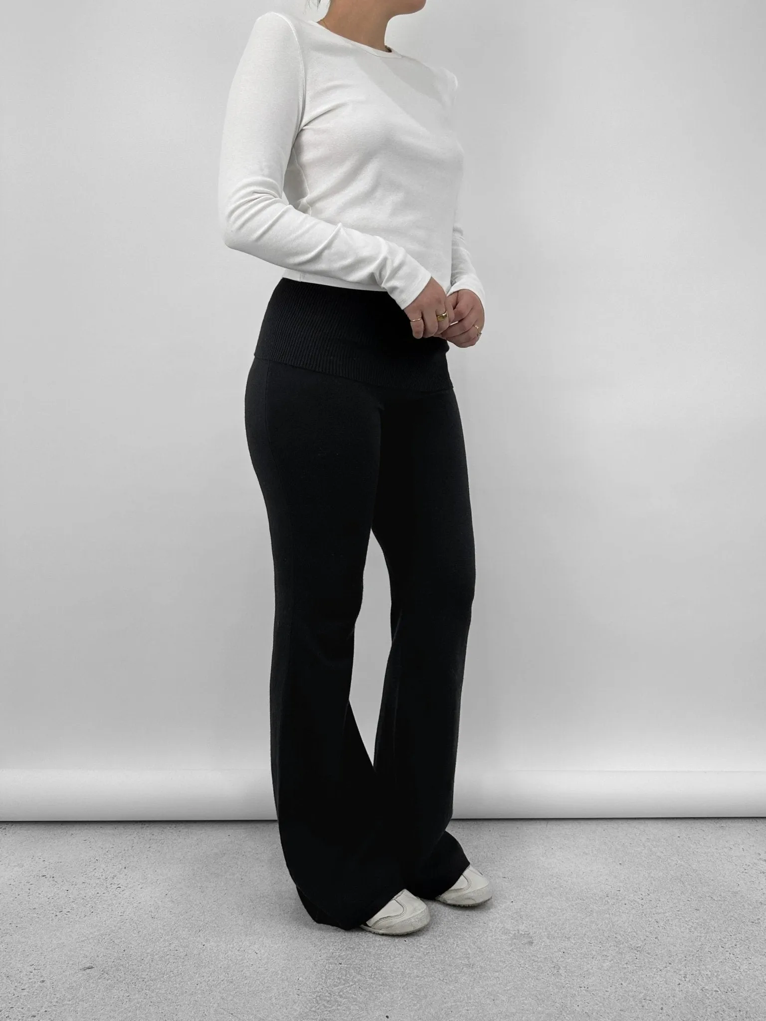 Fold Over Knit Flare Pants