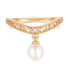 Freshwater Pearl Gold Floral Ring