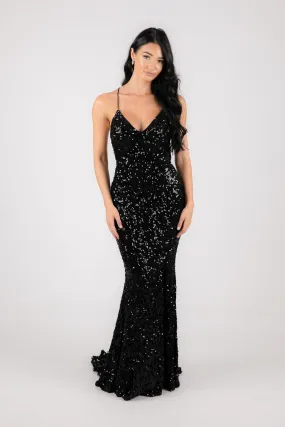 Fresiana Sequin Gown - Black