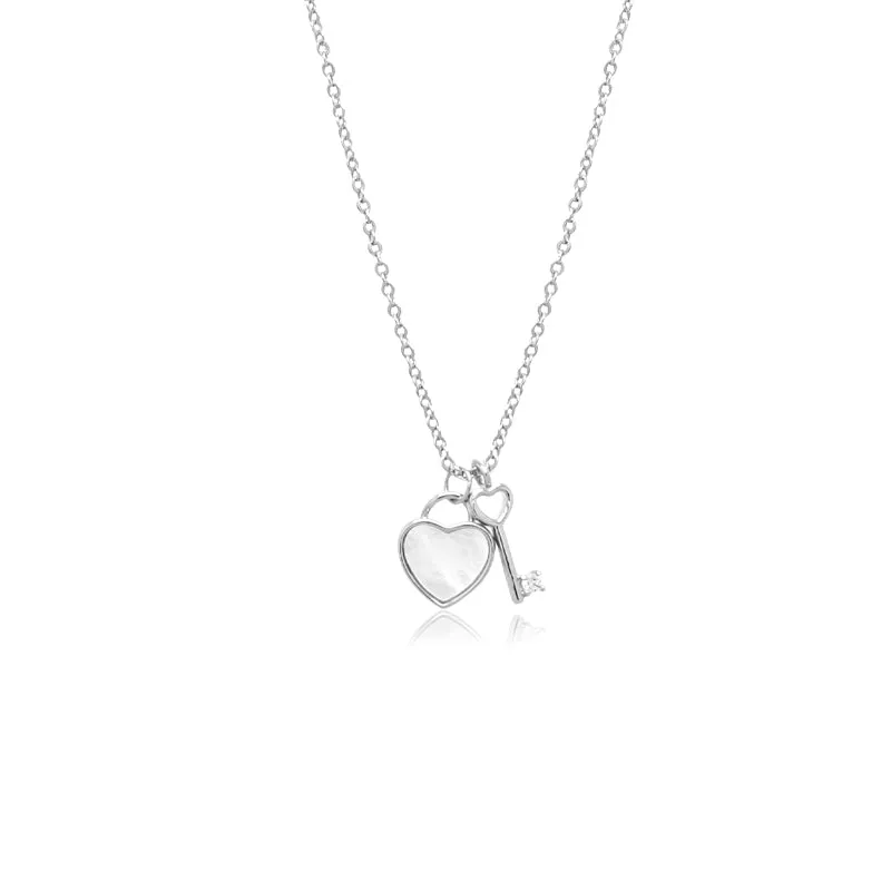 Lock & Key Mother of Pearl Necklace