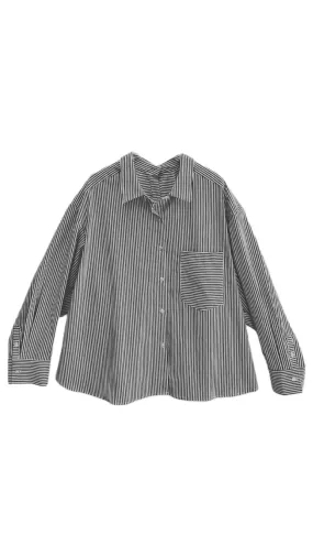 Miranda Front / Back Button Down Shirt - Black Stripe