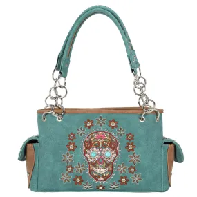 MW1121G-8085 Montana West Sugar Skull Collection Concealed Carry Satchel