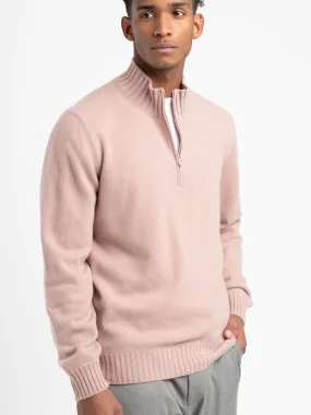 Pink Half-Zip Felted Cashmere Crewneck