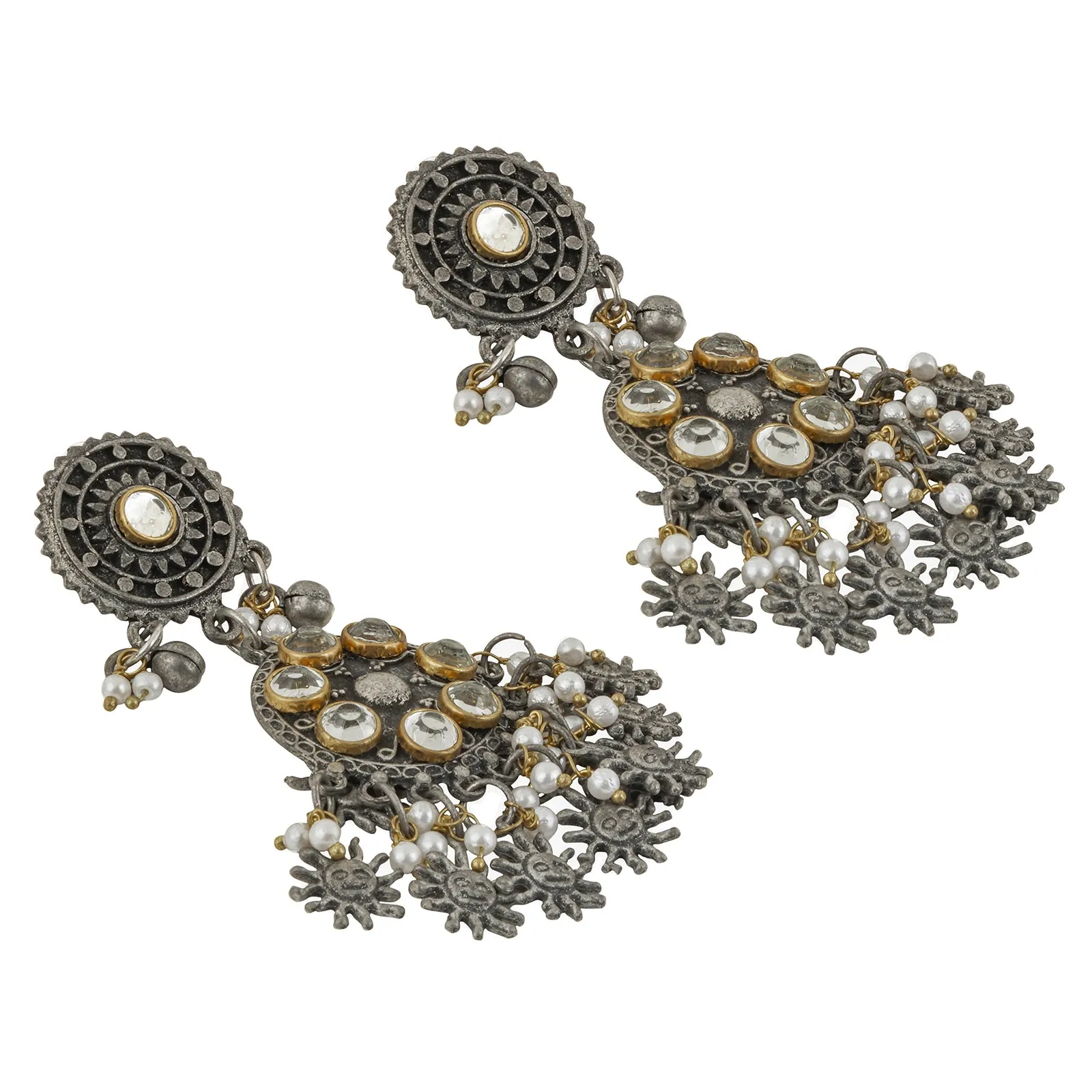 Teejh Abhilaa Gold and Silver Oxidised Earring